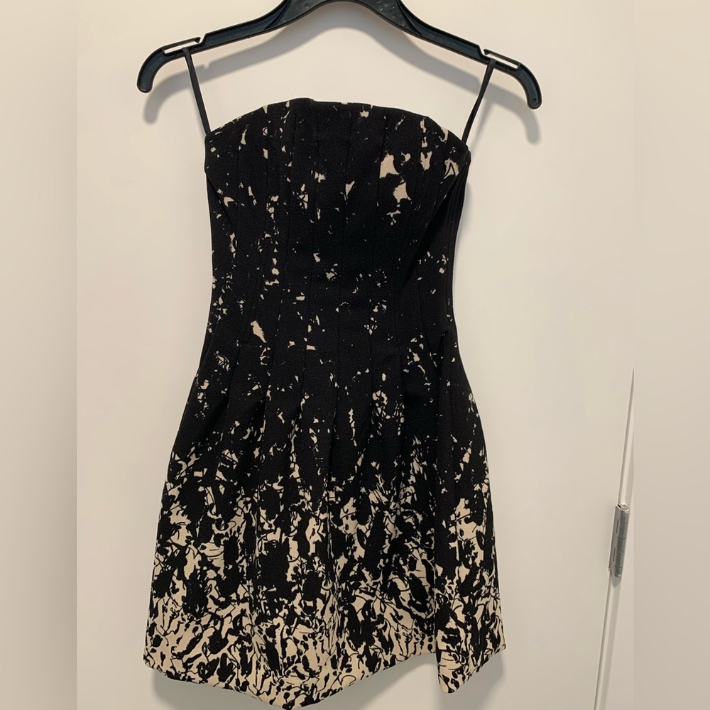 H&M black and cream Strapless Corset Mini Dress